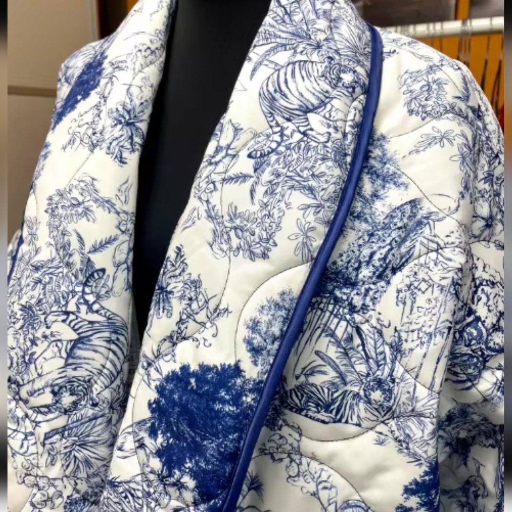 Flower Printed Jacket Casual Long Sleeve Cardigan Coat Autumn Winter Female Fash - Picture 5 of 5